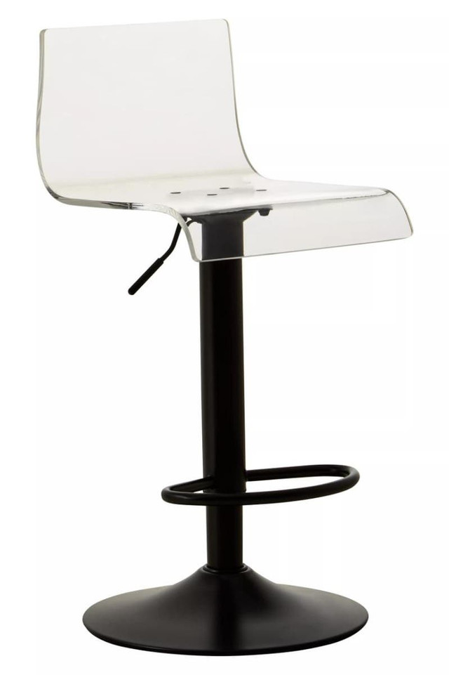 Premier Housewares Baina Clear Acrylic Seat Bar Stool With Black Base