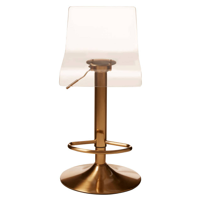 premier housewares Baina Clear Acrylic Seat Bar Stool with Gold Base