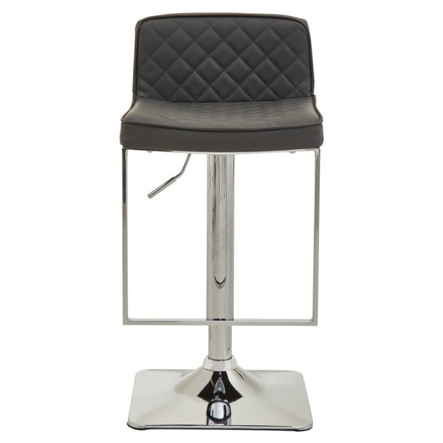 Premier Housewares Baina Dark Grey And Chrome Square Base Bar Stool
