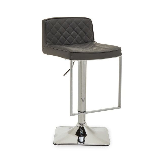 premier housewares Baina Dark Grey And Chrome Square Base Bar Stool