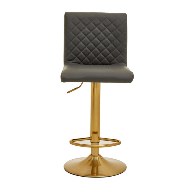 Premier Housewares Baina Dark Grey And Gold Bar Stool With Round Base