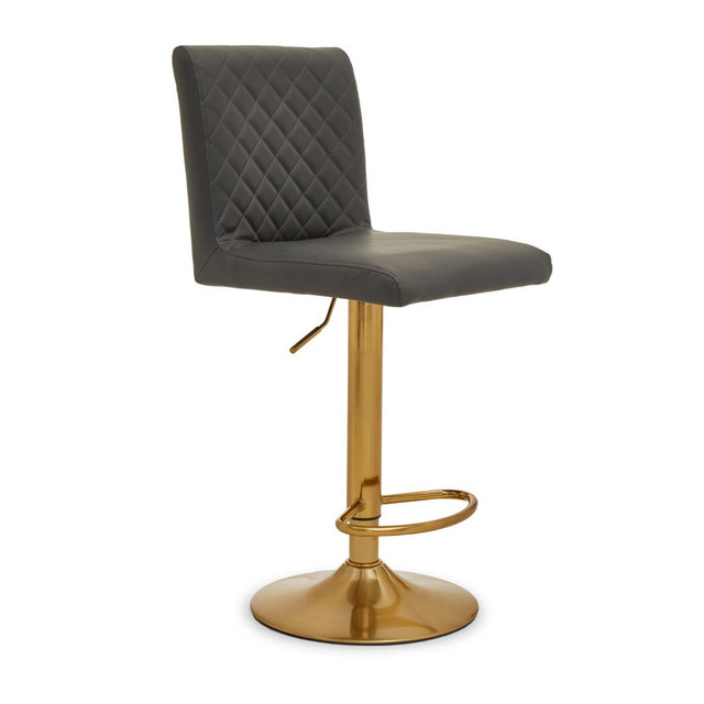 premier housewares Baina Dark Grey And Gold Bar Stool With Round Base