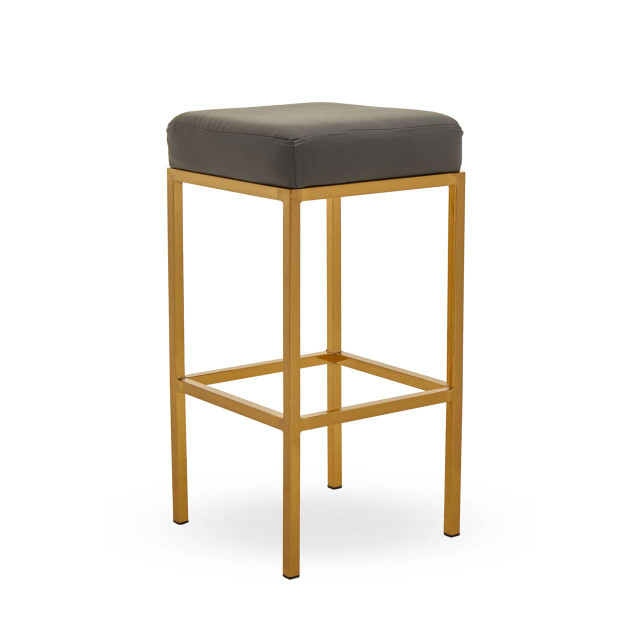 Premier Housewares Baina Dark Grey And Gold Finish Bar Stool