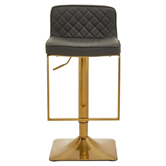 Premier Housewares Baina Dark Grey And Gold Square Base Bar Stool
