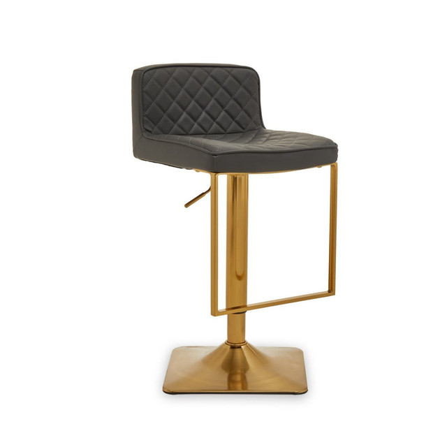 premier housewares Baina Dark Grey And Gold Square Base Bar Stool