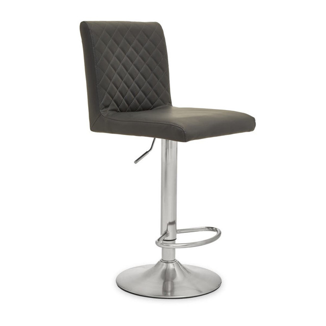 premier housewares Baina Dark Grey Chrome Bar Stool With Round Base