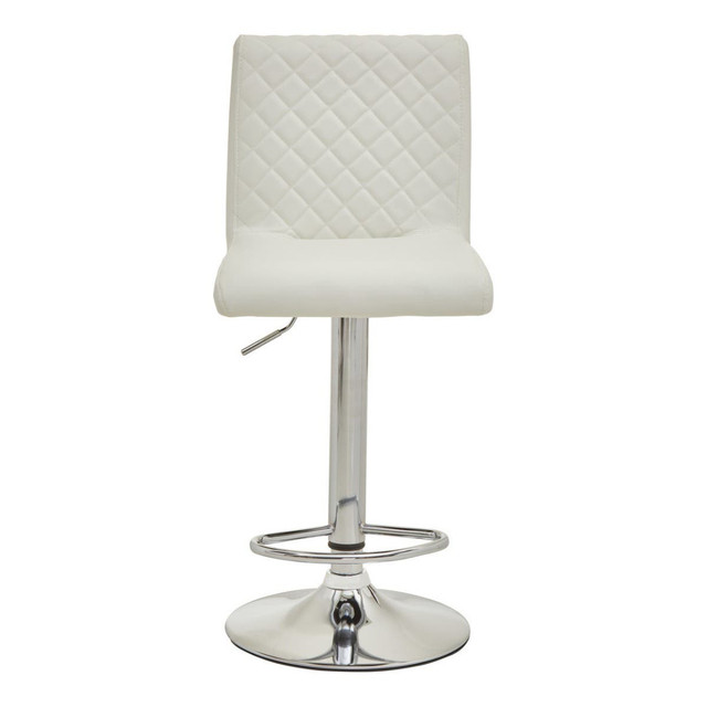 Premier Housewares Baina White And Chrome Bar Stool With Round Base