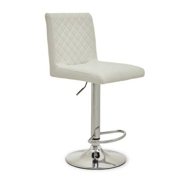 premier housewares Baina White And Chrome Bar Stool With Round Base