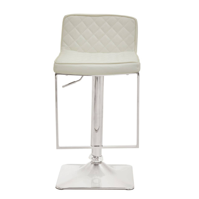 Premier Housewares Baina White And Chrome Bar Stool With Square Base