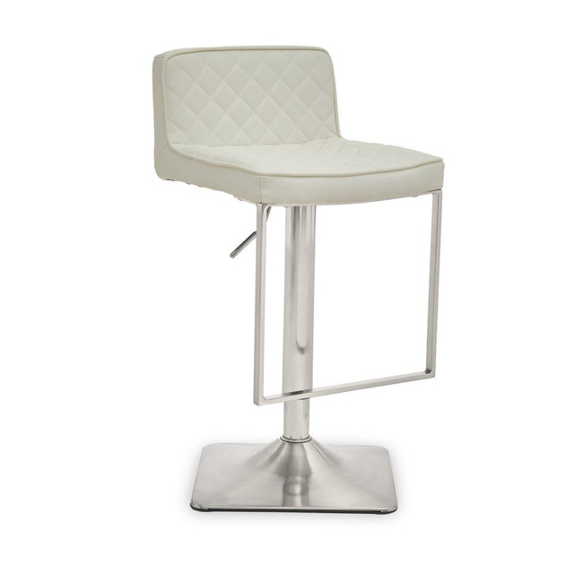 premier housewares Baina White And Chrome Bar Stool With Square Base