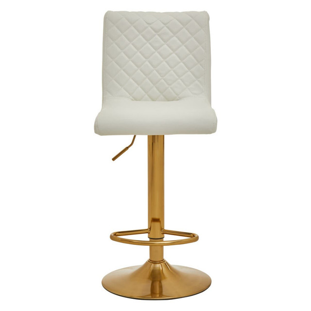 Premier Housewares Baina White And Gold Bar Stool With Round Base