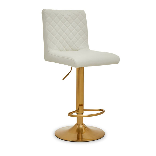 premier housewares Baina White And Gold Bar Stool With Round Base