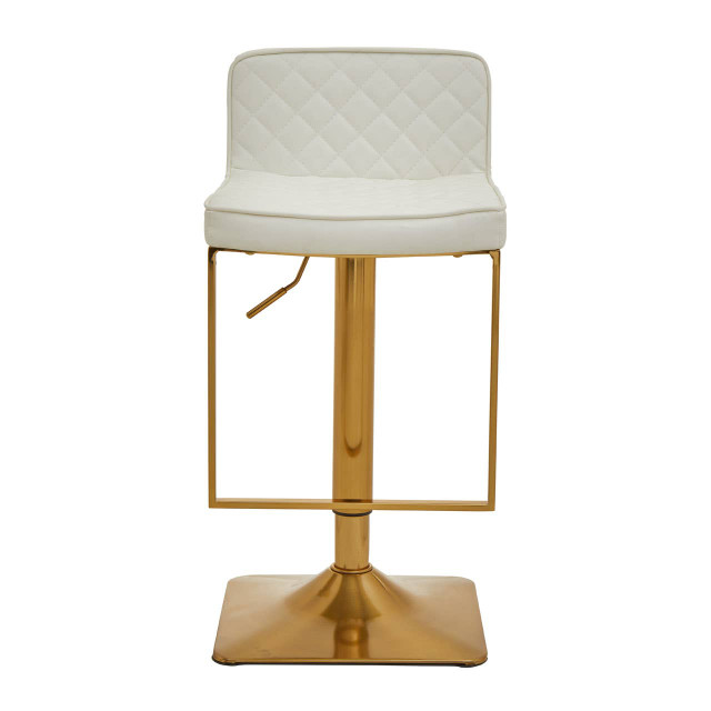 Premier Housewares Baina White And Gold Bar Stool With Square Base