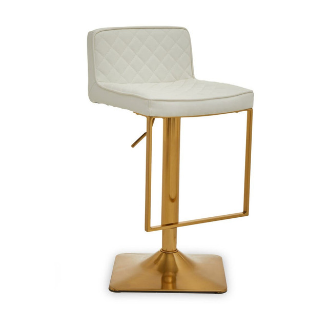 premier housewares Baina White And Gold Bar Stool With Square Base