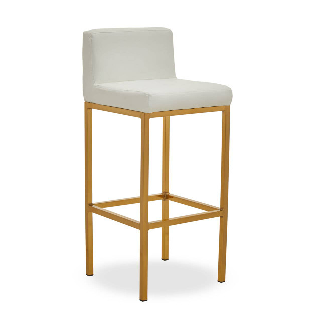 Premier Housewares Baina White And Gold Finish Bar Chair