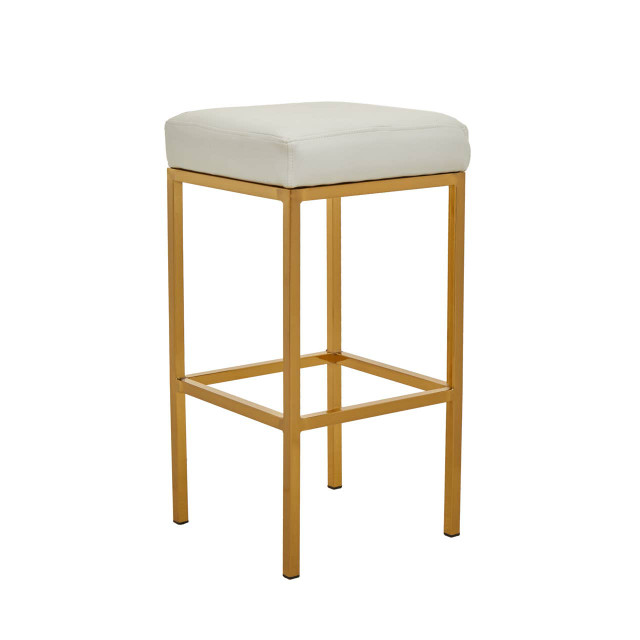 Premier Housewares Baina White And Gold Finish Bar Stool