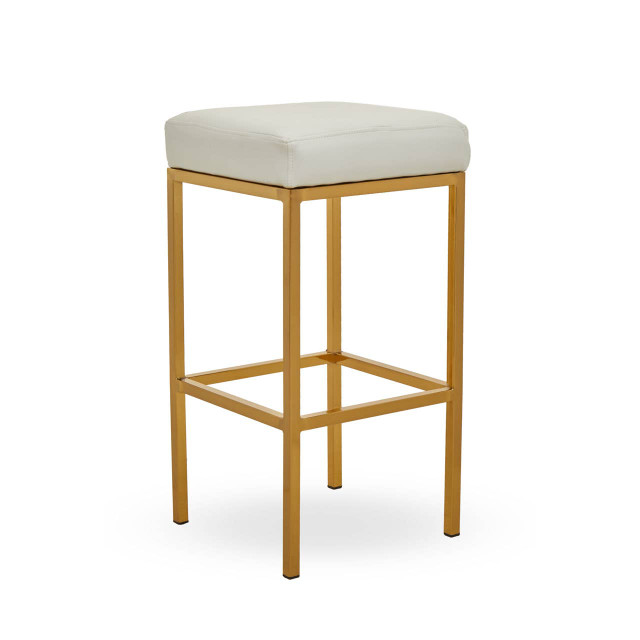 premier housewares Baina White And Gold Finish Bar Stool