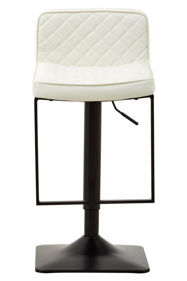 Premier Housewares Baina White Leather Effect And Black Base Bar Chair