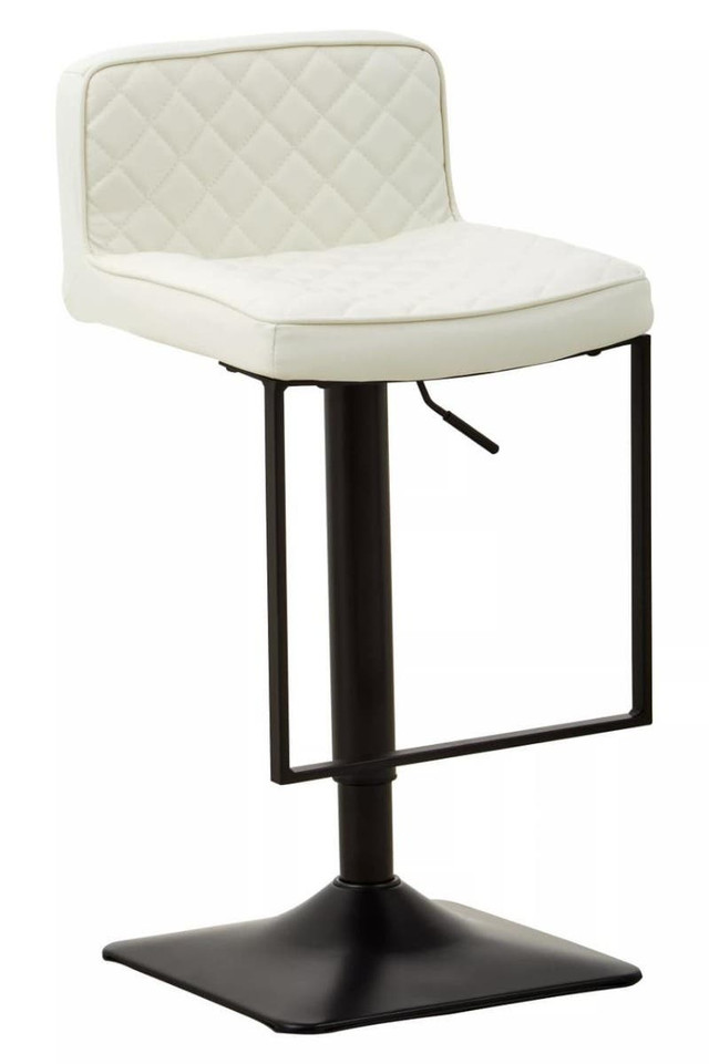 Premier Housewares Baina White Leather Effect And Black Base Bar Chair