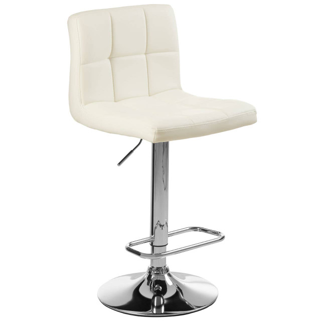 Premier Housewares Baina White Quilted Chrome Base Bar Stool