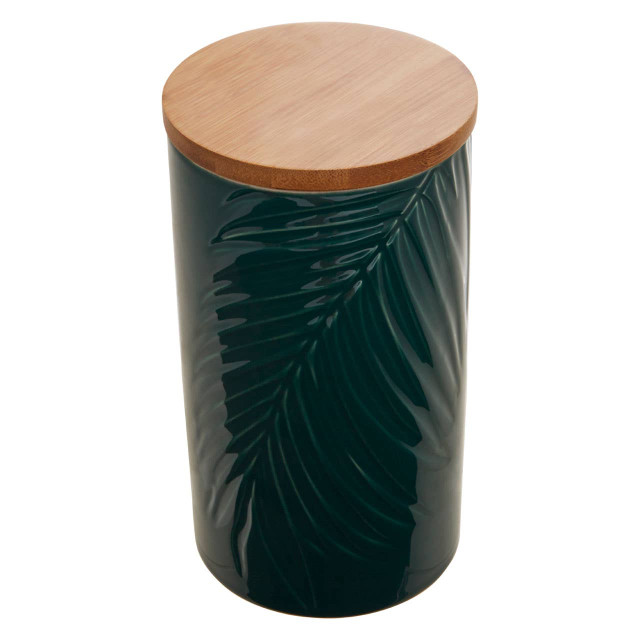 Premier Housewares Bali Dark Green Large Storage Jar With Bamboo Lid
