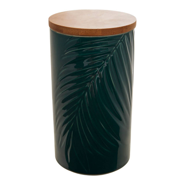 premier housewares Bali Dark Green Large Storage Jar With Bamboo Lid
