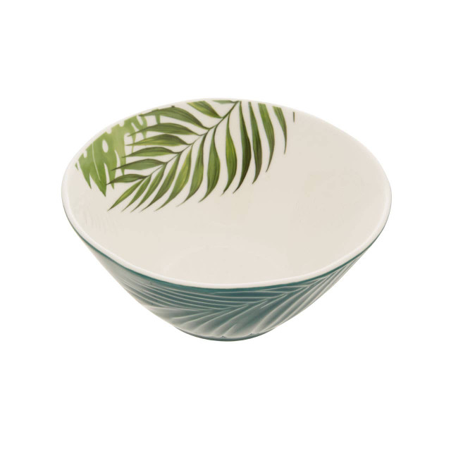 Premier Housewares Bali Dark Green Medium Salad Bowl With Leaf Design