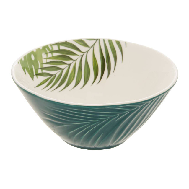 premier housewares Bali Dark Green Medium Salad Bowl with Leaf Design
