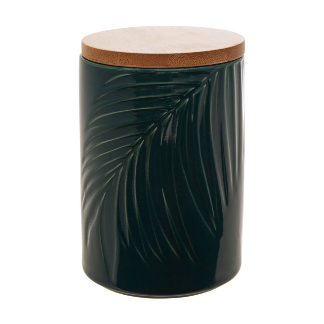 premier housewares Bali Dark Green Medium Storage Jar With Bamboo Lid