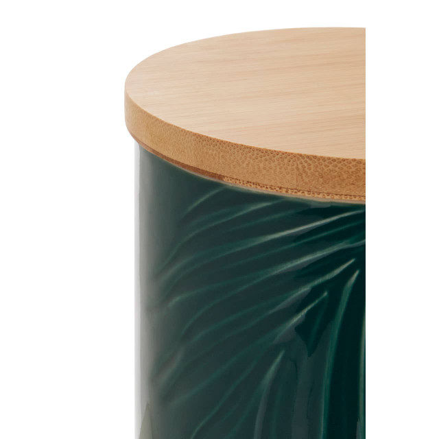 Premier Housewares Bali Dark Green Small Storage Jar With Bamboo Lid