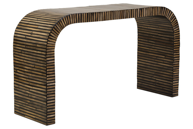 premier housewares Bambusa Bamboo Inlay Curved Console Table