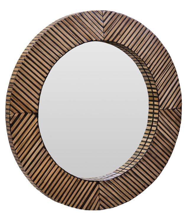 Premier Housewares Bambusa Bamboo Inlay Round Wall Mirror