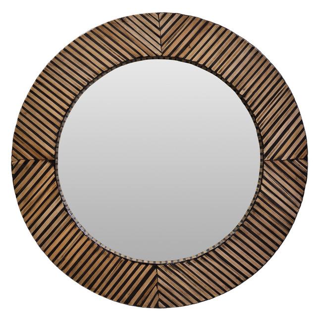 premier housewares Bambusa Bamboo Inlay Round Wall Mirror