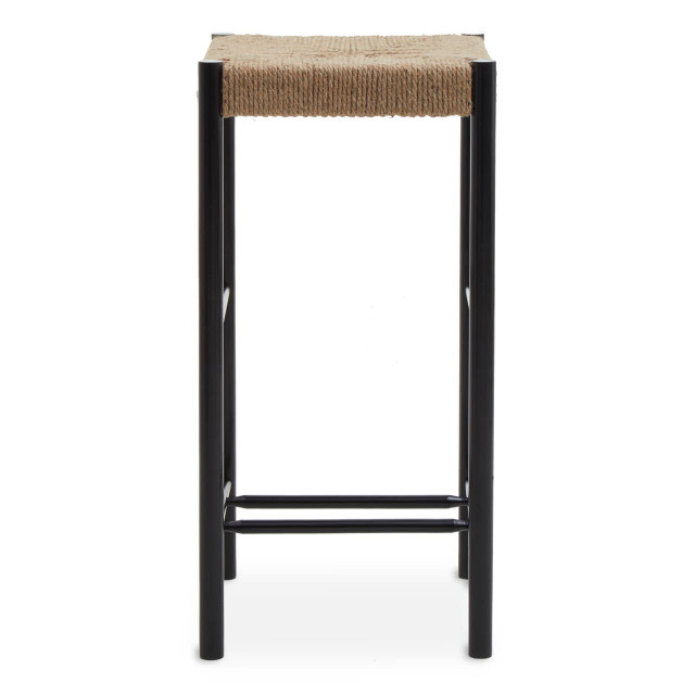Premier Housewares Bandar Natural Rope And Black Wood Bar Stool