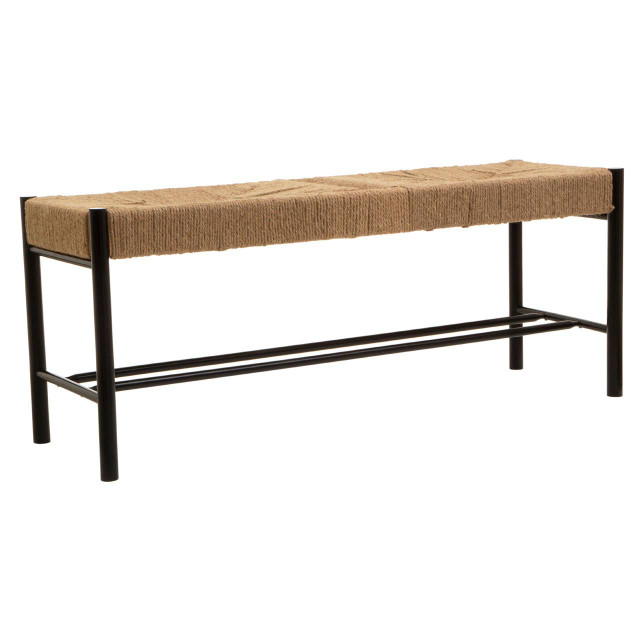 Premier Housewares Bandar Natural Rope And Black Wood Large Bench