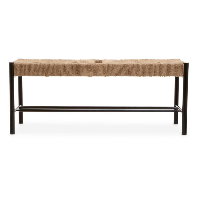 premier housewares Bandar Natural Rope and Black Wood Large Bench