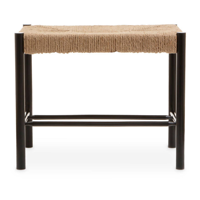 Premier Housewares Bandar Natural Rope And Black Wood Small Bench