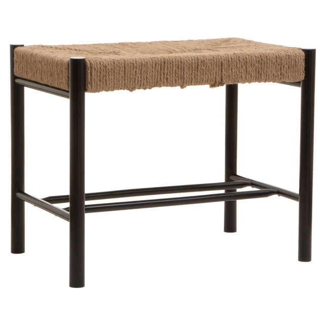 Premier Housewares Bandar Natural Rope And Black Wood Small Bench