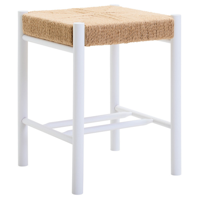 Premier Housewares Bandar Natural Rope And White Wood Stool