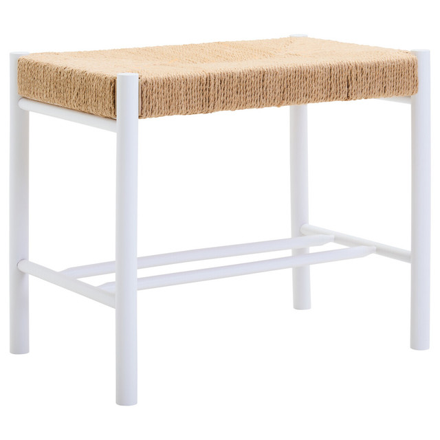premier housewares Bandar Small Natural Rope and White Wood Bench