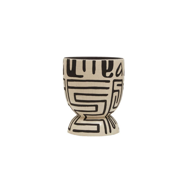 premier housewares Barren Earthenware White And Black Hand Painted Planter