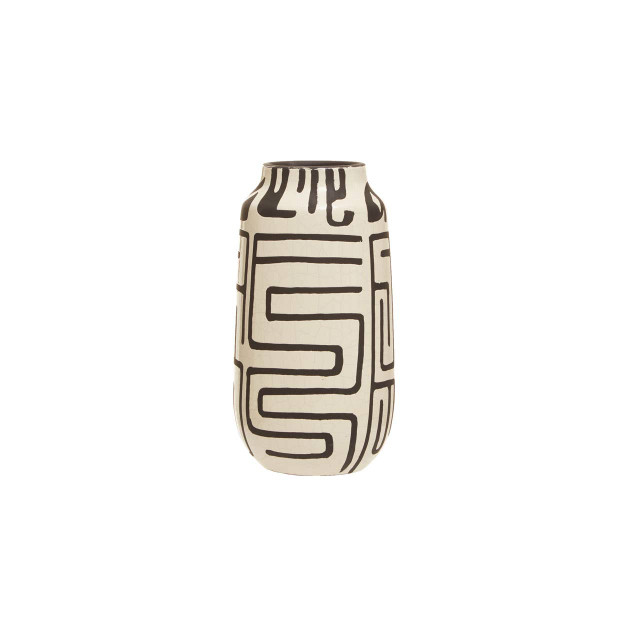 Premier Housewares Barren Earthenware White And Black Hand Painted Vase