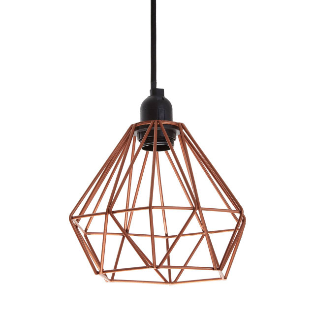 Premier Housewares Bartol Copper Metal Wire Pendant Light