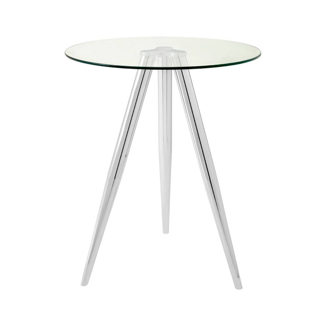 Premier Housewares Barton Round Glass Bar Table With Chrome Legs
