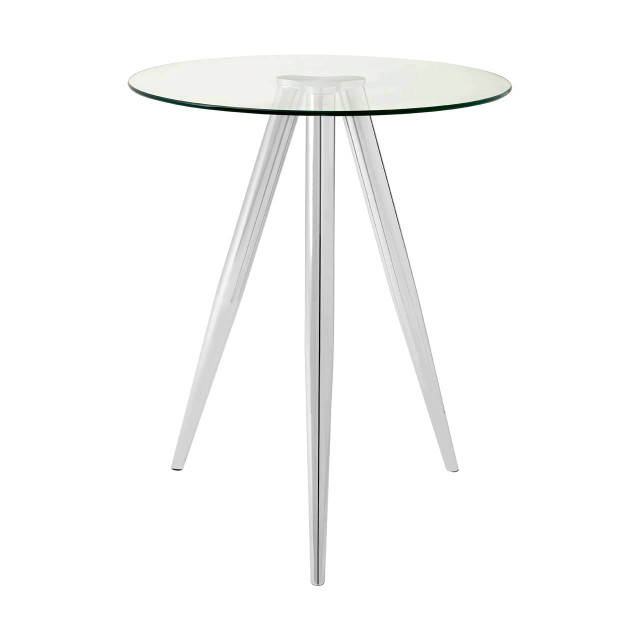 premier housewares Barton Round Glass Bar Table with Chrome Legs