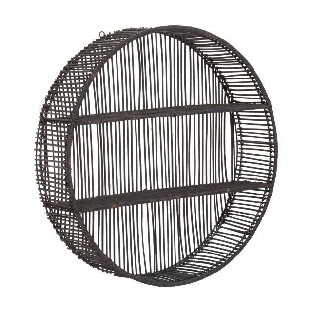 Premier Housewares Batu Large Black Rattan Wall Shelf
