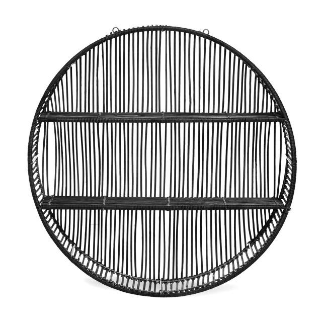 premier housewares Batu Large Black Rattan Wall Shelf