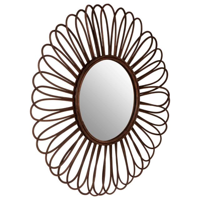Premier Housewares Batu Rattan Black Circular Wall Mirror