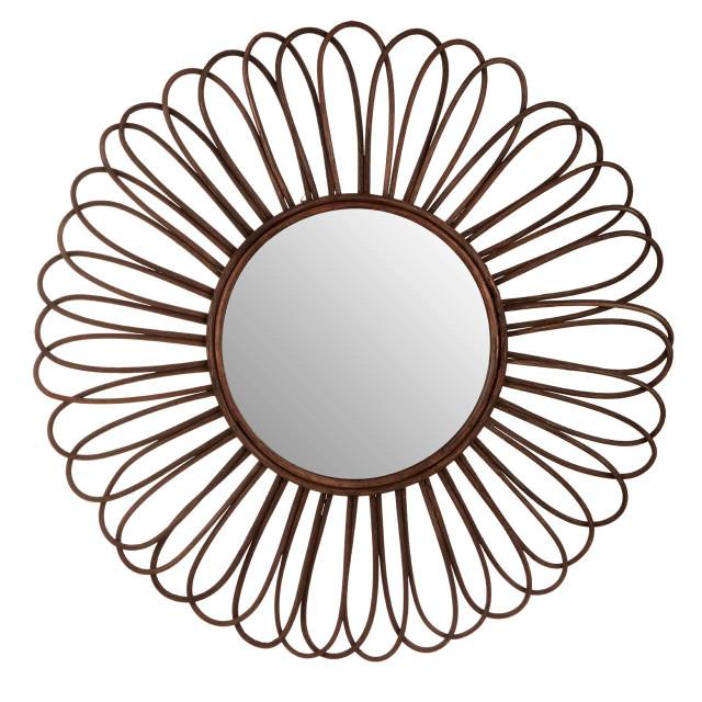 premier housewares Batu Rattan Black Circular Wall Mirror