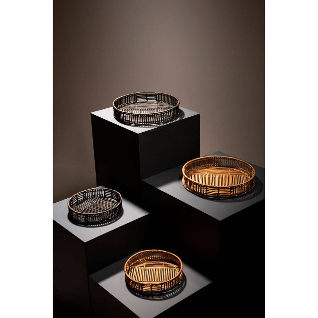 Premier Housewares Batu Set Of 2 Black Rattan Trays